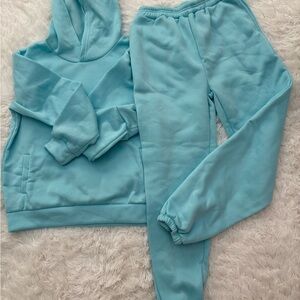 Kids Light Aqua Fleece Jogger Pants - Relaxed Track Joggers